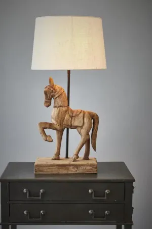 Clyde - Dark Natural - Large Wooden Horse Table Lamp by Florabelle Living, a Lighting for sale on Style Sourcebook