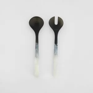 Halo Salad Server Set Swirl Resin B&W by Florabelle Living, a Decorative Accessories for sale on Style Sourcebook