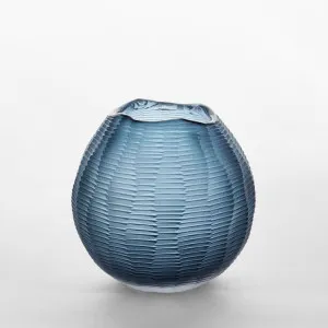 Artem Glass Ball Vase Blue Carved by Florabelle Living, a Decorative Accessories for sale on Style Sourcebook