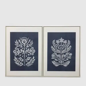 Flowers Blue Motif Framed Wall Art 60x80cm Set 2 by Florabelle Living, a Decorative Accessories for sale on Style Sourcebook
