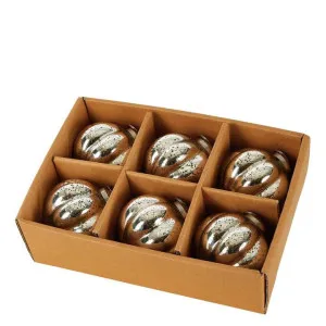 Pumpkin Glass Baubles Box of 6 Silver by Florabelle Living, a Christmas for sale on Style Sourcebook
