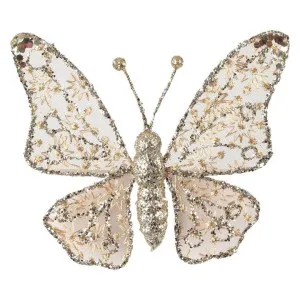 Amal Lace Clip on Butterfly Champagne by Florabelle Living, a Christmas for sale on Style Sourcebook