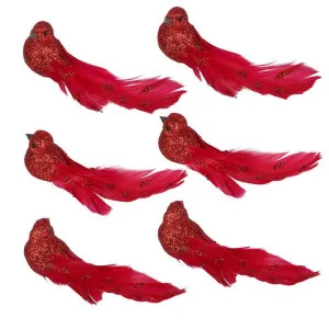Reddin Boxed Set of Six Clip on Birds Red by Florabelle Living, a Christmas for sale on Style Sourcebook
