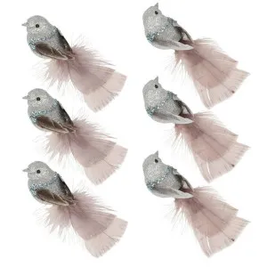 Lilla Sparkle Boxed Set of Six Clip on Bird Silver by Florabelle Living, a Christmas for sale on Style Sourcebook