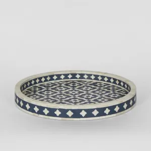 Anaahi Round Bone Inlay Tray Blue/White by Florabelle Living, a Decorative Accessories for sale on Style Sourcebook