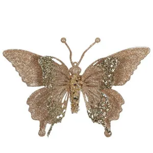 Sheena Glitter Clip on Butterfly Champagne by Florabelle Living, a Christmas for sale on Style Sourcebook