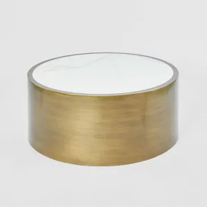 Gordon Drum Coffee Table Brass/White Stone by Florabelle Living, a Coffee Table for sale on Style Sourcebook