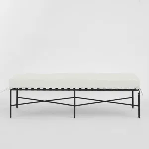 Sheffield Bench Outdoor Iron White Cushion by Florabelle Living, a Benches for sale on Style Sourcebook