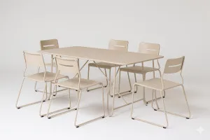 Parco Outdoor 7Pce Dining Table  and Chairs Sand by Seek & Ramble, a Outdoor Sofa Sets for sale on Style Sourcebook