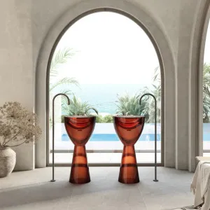 Wow Translucency Pedestal Basin Amber Brown by Cassa Designs, a Basins for sale on Style Sourcebook