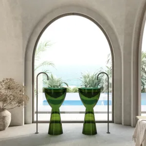 Wow Translucency Pedestal Basin Emerald Green by Cassa Designs, a Basins for sale on Style Sourcebook