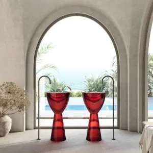 Wow Translucency Pedestal Basin Vivid Red by Cassa Designs, a Basins for sale on Style Sourcebook