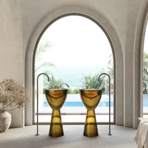 Wow Translucency Pedestal Basin Opal Yellow by Cassa Designs, a Basins for sale on Style Sourcebook
