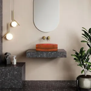 Wow V-Groove Translucency Round Above Counter Basin Golden Beige by Cassa Designs, a Basins for sale on Style Sourcebook