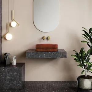 Wow V-Groove Translucency Round Above Counter Basin Amber Brown by Cassa Designs, a Basins for sale on Style Sourcebook