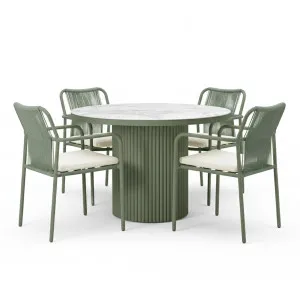 Evone 4 Seater Stone Outdoor Dining Set in Green by Luxo Outdoors, a Tables for sale on Style Sourcebook