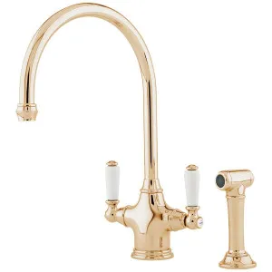 Shaws by Perrin & Rowe Ribble Kitchen Mixer with Rinse - Polished Brass AUSH-4360BRWPC by Shaws by Perrin & Rowe, a Kitchen Taps & Mixers for sale on Style Sourcebook