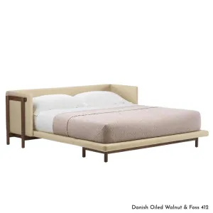 De La Espada Frame Queen Bed With Arms - Oak Upholstery Range A 768QKA by De La Espada, a Beds & Bed Frames for sale on Style Sourcebook