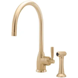 Shaws by Perrin & Rowe Roeburn Kitchen Mixer with Rinse - Satin Brass AUSH-4846SB by Shaws by Perrin & Rowe, a Kitchen Taps & Mixers for sale on Style Sourcebook