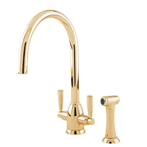 Shaws by Perrin & Rowe Silverdale Kitchen Mixer with Rinse - Polished Brass AUSH-4866BR by Shaws by Perrin & Rowe, a Kitchen Taps & Mixers for sale on Style Sourcebook