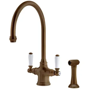 Shaws by Perrin & Rowe Ribble Kitchen Mixer with Rinse - English Bronze AUSH-4360EBWPC by Shaws by Perrin & Rowe, a Kitchen Taps & Mixers for sale on Style Sourcebook
