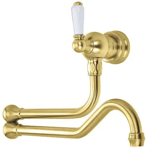 Shaws by Perrin & Rowe Wall Mounted Pot Filler - Satin Brass AUSH-4417SB by Shaws by Perrin & Rowe, a Kitchen Taps & Mixers for sale on Style Sourcebook