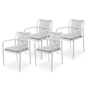 Evone Aluminium Rope Outdoor Dining Chairs Set of 4 in Light Grey by Luxo Outdoors, a Outdoor Chairs for sale on Style Sourcebook