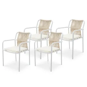 Evone Aluminium Rope Outdoor Dining Chairs Set of 4 in Natural by Luxo Outdoors, a Outdoor Chairs for sale on Style Sourcebook