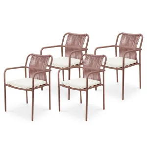 Evone Aluminium Rope Outdoor Dining Chairs Set of 4 in Terracotta by Luxo Outdoors, a Outdoor Chairs for sale on Style Sourcebook