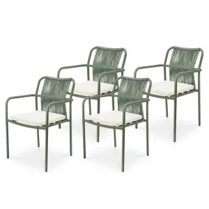 Evone Aluminium Rope Outdoor Dining Chairs Set of 4 in Green by Luxo Outdoors, a Outdoor Chairs for sale on Style Sourcebook