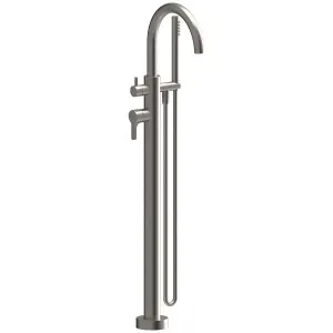 Rogerseller Arq Floor Mount Bath Mixer with Handshower - Brushed Nickel 3606016907 by Rogerseller, a Kitchen Taps & Mixers for sale on Style Sourcebook