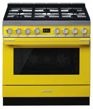Smeg 90cm Portofino Freestanding Dual Fuel Oven/Stove Sunshine Yellow CPF9GPYWA by Smeg, a Cooktops for sale on Style Sourcebook