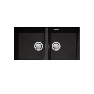 ST-BL1563U OF San-Black Dbl Bowl UM Sink by Santorini, a Kitchen Sinks for sale on Style Sourcebook