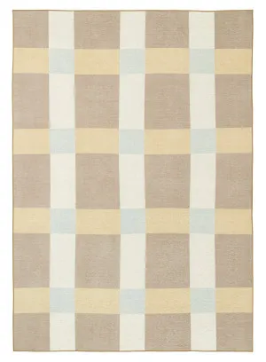 Nice Beige Sand and Sky Blue Checkered Indoor Outdoor Rug by Miss Amara, a Contemporary Rugs for sale on Style Sourcebook