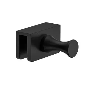 Single Glass Mounted Robe Hook with Clamp Matte Black by Estelle, a Shelves & Hooks for sale on Style Sourcebook