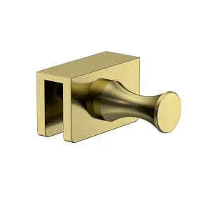 Single Glass Mounted Robe Hook with Clamp Raw Brushed Brass by Estelle, a Shelves & Hooks for sale on Style Sourcebook