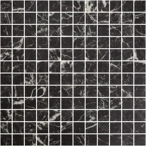 EcoStone Nero Marquina Glass Structured Mosaic by Beaumont Tiles, a Mosaic Tiles for sale on Style Sourcebook