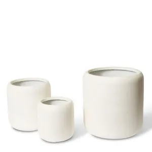 Saheed Fibrestone Planter Set 3 - 32 x 32 x 34cm / 42 x 42 x 43cm / 54 x 54 x 55cm by Elme Living, a Baskets, Pots & Window Boxes for sale on Style Sourcebook