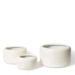 Saheed Low Fibrestone Planter Set 3 - 34 x 34 x 20cm / 44 x 44 x 26cm / 55 x 55 x 33cm by Elme Living, a Baskets, Pots & Window Boxes for sale on Style Sourcebook