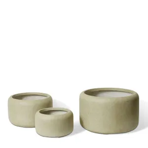 Saheed Low Fibrestone Planter Set 3 - 34 x 34 x 20cm / 44 x 44 x 26cm / 55 x 55 x 33cm by Elme Living, a Baskets, Pots & Window Boxes for sale on Style Sourcebook