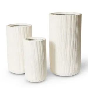 Tenesha Tall Fibrestone Planter Set 3 - 26 x 26 x 50cm / 33 x 33 x 63cm / 41 x 41 x 78cm by Elme Living, a Baskets, Pots & Window Boxes for sale on Style Sourcebook