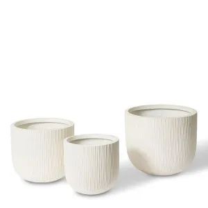 Tenesha Fibrestone Planter Set 3 - 30 x 30 x 28cm / 37 x 37 x 33cm / 44 x 44 x 38cm by Elme Living, a Baskets, Pots & Window Boxes for sale on Style Sourcebook