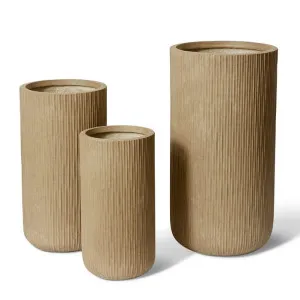 Tenesha Tall Fibrestone Planter Set 3 - 26 x 26 x 50cm / 33 x 33 x 63cm / 41 x 41 x 78cm by Elme Living, a Baskets, Pots & Window Boxes for sale on Style Sourcebook