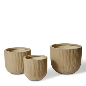 Tenesha Fibrestone Planter Set 3 - 30 x 30 x 28cm / 37 x 37 x 33cm / 44 x 44 x 38cm by Elme Living, a Baskets, Pots & Window Boxes for sale on Style Sourcebook