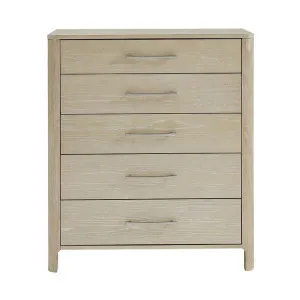 Vander Weathered White Tallboy - 5 Drawer by James Lane, a Dressers & Chests of Drawers for sale on Style Sourcebook