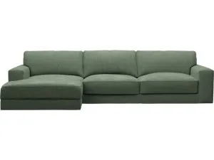 Monica Tribute Dark Jade Chaise Sofa - 3 Seater by James Lane, a Sofas for sale on Style Sourcebook
