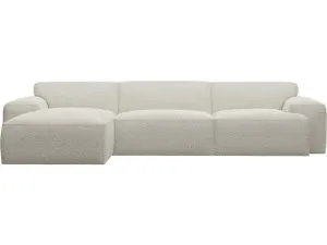 Copenhagen Boucle Ivory Chaise Sofa - 3 Seater by James Lane, a Sofas for sale on Style Sourcebook