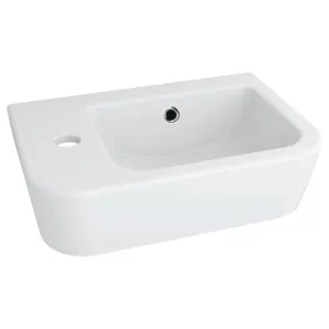 Oliveri Dublin Compact Wall Hung Basin with Tap Landing and Left Bowl - 1 Tap Hole DU100-LH by Oliveri, a Basins for sale on Style Sourcebook