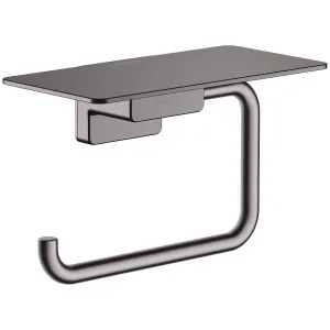 Hansgrohe Addstoris Roll Holder with Shelf Brushed Black Chrome 41772340 by Hansgrohe, a Bathroom Accessories for sale on Style Sourcebook