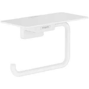 Hansgrohe Addstoris Roll Holder with Shelf Matte White 41772700 by Hansgrohe, a Bathroom Accessories for sale on Style Sourcebook